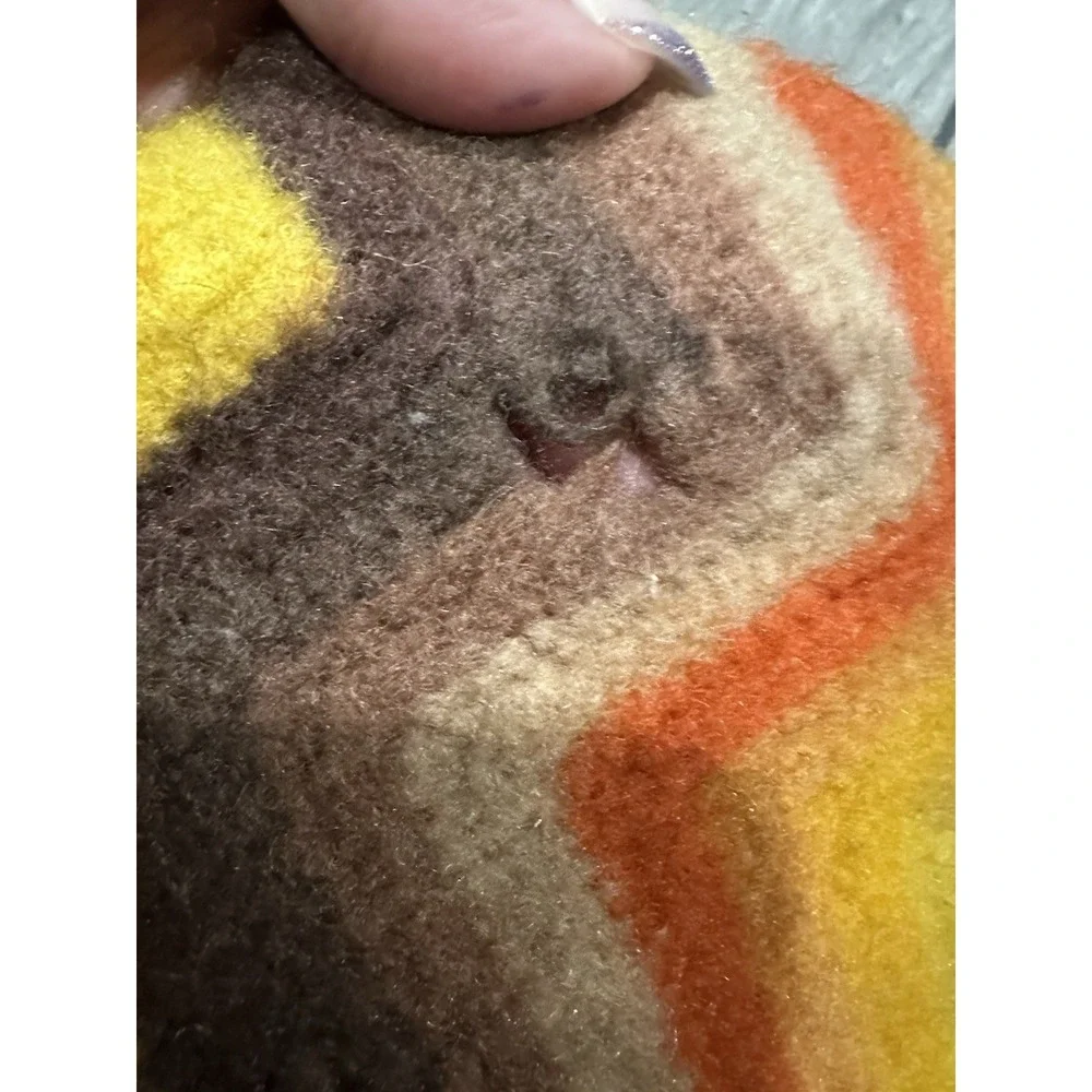 Handmade 70s Crochet Throw Chevron‎ Afghan Cottagecore 35x50 Zigzag Blanket
